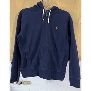 Vintage Polo Ralph Lauren Zip‎ Up Hoodie Size Lg Blue
